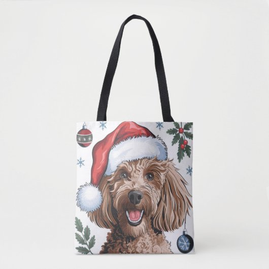 Kerstvakantie Santa Dog Poedel Canvas tas (Voorkant)
