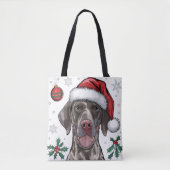 Kerstvakantie Santa Dog Pointer Canvas tas (Voorkant)