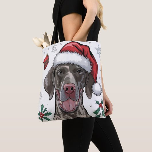 Kerstvakantie Santa Dog Pointer Canvas tas (Dichtbij)