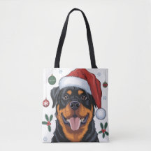 Kerstvakantie Santa Dog Rottweiler Canvas tas