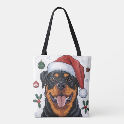 Kerstvakantie Santa Dog Rottweiler Canvas tas (Achterkant)