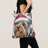 Kerstvakantie Santa Dog Terrier Canvas tas (Dichtbij)