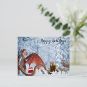 Kerstvakantie Santa Dragon Woodland Forest Briefkaart (Staand voorkant)