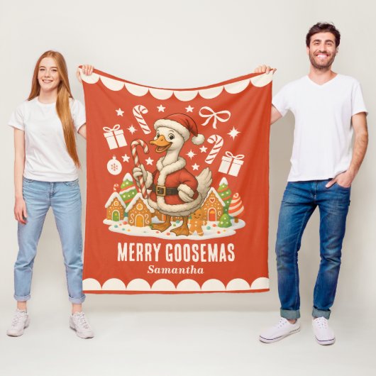 Kerstvakantie Santa Goose Fleece Deken (In situ)