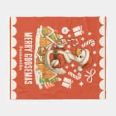 Kerstvakantie Santa Goose Fleece Deken (Voorkant (Horizontaal))