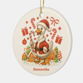 Kerstvakantie Santa Goose Keramisch Ornament (Links)