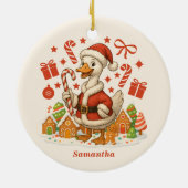 Kerstvakantie Santa Goose Keramisch Ornament (Achterkant)