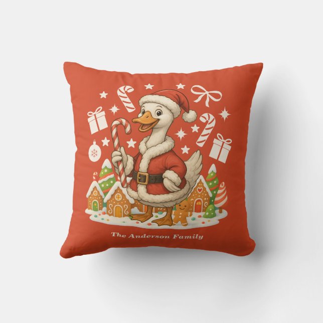 Kerstvakantie Santa Goose Kussen (Achterkant)