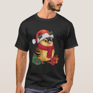 Kerstvakantie Santa Hat American Goldfinch Bird Ch T-shirt