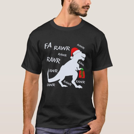 Kerstvakantie Santa Hat Dinosaur Fa Rawr T Rex Din T-shirt (Voorkant)