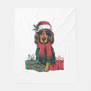 Kerstvakantie Santa Hat Ierse Setter Dog Kerstmis Fleece Deken