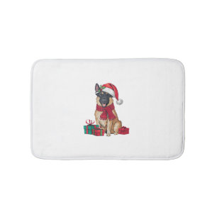 Kerstvakantie Santa Hat Malinois Dog Christmas Badmat