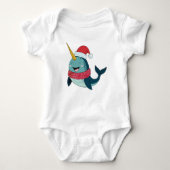 Kerstvakantie Santa Narwhal Romper (Voorkant)