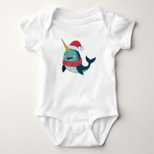 Kerstvakantie Santa Narwhal Romper