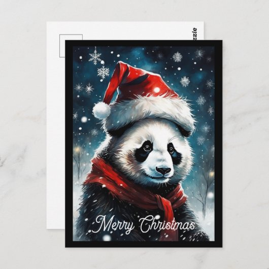 Kerstvakantie Santa Panda Briefkaart (Voorkant / Achterkant)