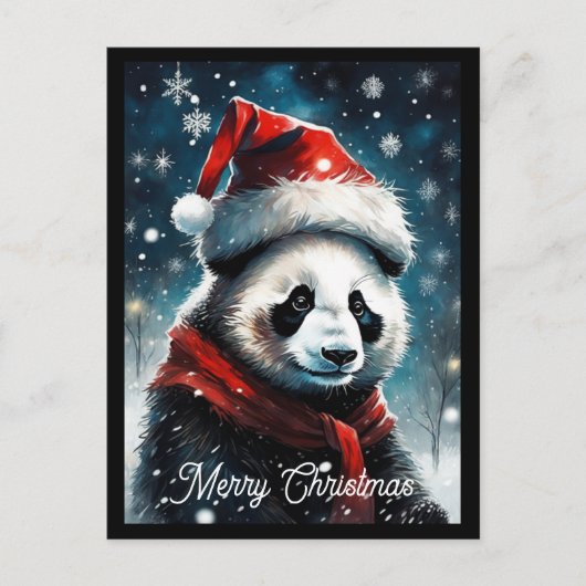 Kerstvakantie Santa Panda Briefkaart (Voorkant)