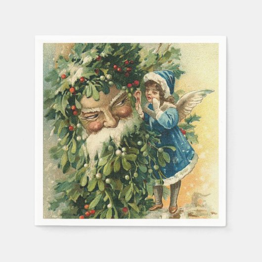 Kerstvakantie Santa  papieren servetten (Voorkant)