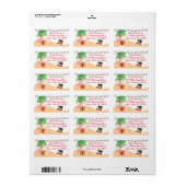 Kerstvakantie Santa Pink Flamingo op een strand Etiket (Full Sheet)