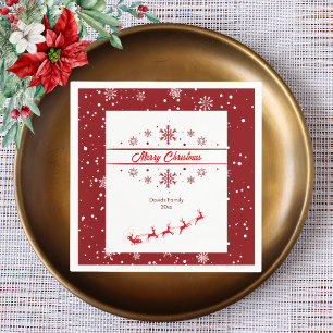 Kerstvakantie Santa Sleigh   sneeuwvlokken Servet