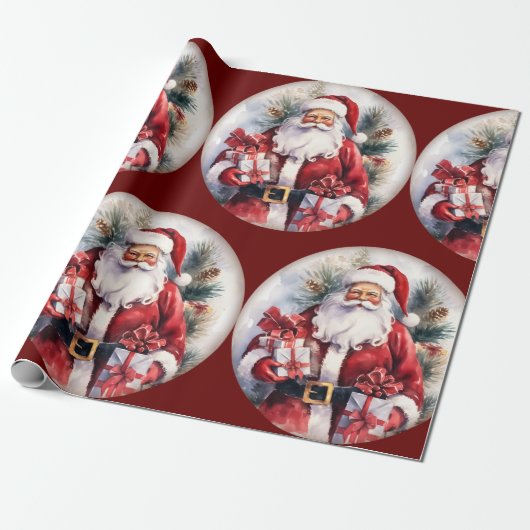 Kerstvakantie Santa Wrapping Papier (Uitgerold)