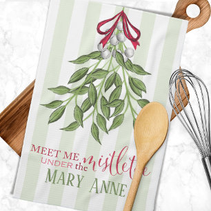 Kerstvakantie Schattig Whimsical Mistletoe Pret Theedoek