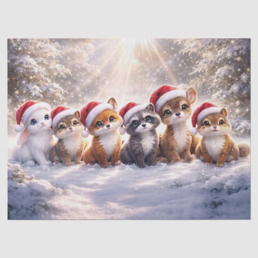 Kerstvakantie Schattige Bosdieren Tissuepapier (Voorkant)