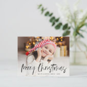 Kerstvakantie schattige gepersonaliseerde fotokaar briefkaart (Staand voorkant)