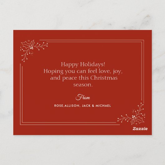 Kerstvakantie schattige gepersonaliseerde fotokaar briefkaart (Achterkant)