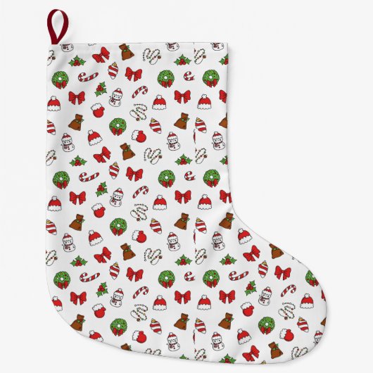 Kerstvakantie Schattigee Decoratie Santa Hat Grote Kerstsok (Voorkant)