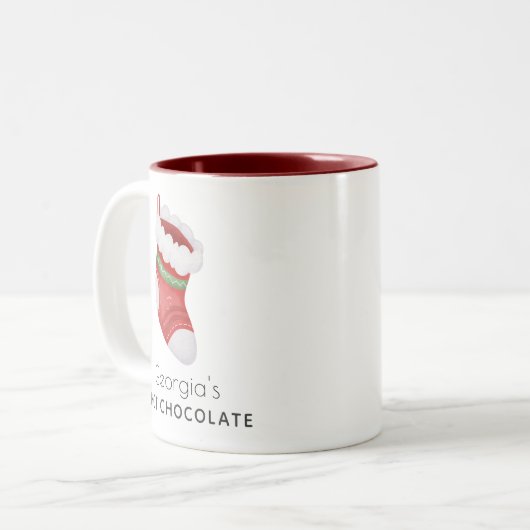 Kerstvakantie Schattigee feestelijke Kinderen Tweekleurige Koffiemok (Voorkant links)