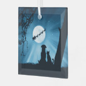 Kerstvakantie Schattigee hond en kat Santa Glas Ornament (Voorkant links)