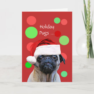 Kerstvakantie Schattigee Pug Dog Santa Hat Kaart