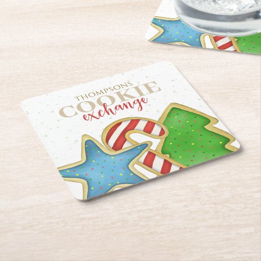 Kerstvakantie Schattigee Whimsical Cookie Cutout F Kartonnen Onderzetters (Schuin)