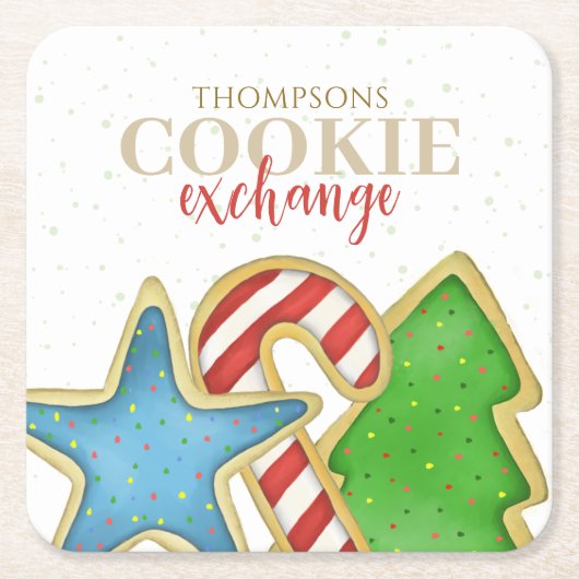 Kerstvakantie Schattigee Whimsical Cookie Cutout F Kartonnen Onderzetters (Voorkant)