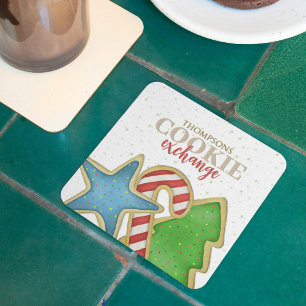 Kerstvakantie Schattigee Whimsical Cookie Cutout F Kartonnen Onderzetters