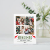 Kerstvakantie Script Familie Foto Collage Feestdagenkaart (Staand voorkant)