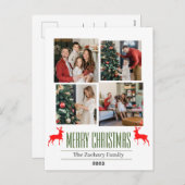 Kerstvakantie Script Familie Foto Collage Feestdagenkaart (Voorkant / Achterkant)