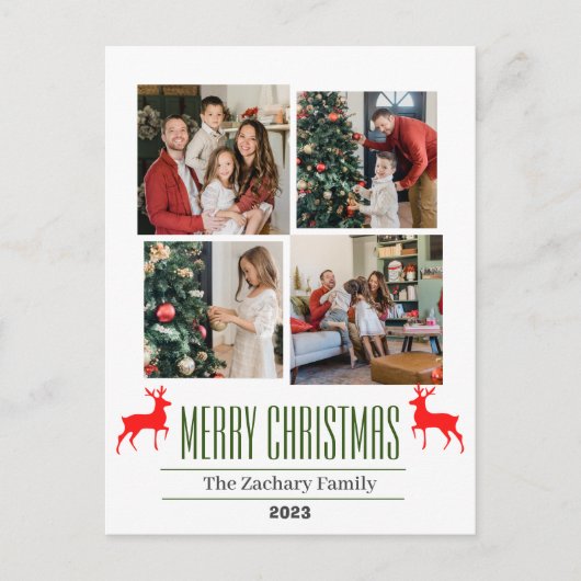 Kerstvakantie Script Familie Foto Collage Feestdagenkaart (Voorkant)