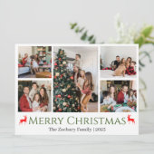 Kerstvakantie Script Familie Foto Collage Feestdagenkaart (Staand voorkant)
