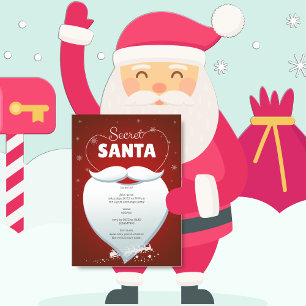 Kerstvakantie Secret Santa Red Gift Exchange Kaart