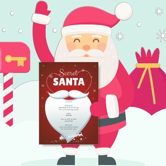 Kerstvakantie Secret Santa Red Gift Exchange Kaart