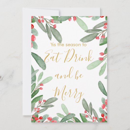 Kerstvakantie seizoen Green Holly Wreath Bright Kaart (Voorkant)