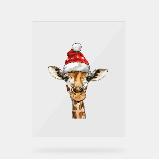 Kerstvakantie Seizoen Xmas Giraffe Acryl Bord (Voorkant)