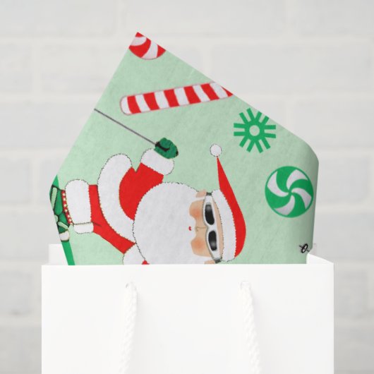 Kerstvakantie skiën tissuepapier (Cadeauzakje)