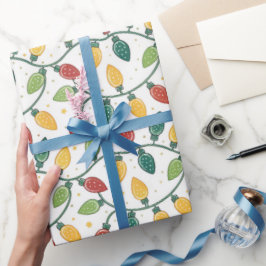 Kerstvakantie slingerlichtjes patroon cadeaupapier