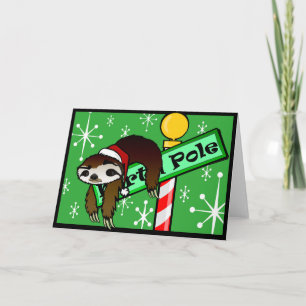 KERSTVAKANTIE SLOTH GRAFISCH WENSKAART FEESTDAGEN KAART