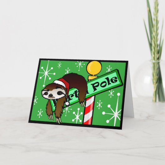 KERSTVAKANTIE SLOTH GRAFISCH WENSKAART FEESTDAGEN KAART (Voorkant)
