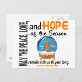 Kerstvakantie sneeuw Wereldbol 1 leukemie Feestdagenkaart (Voorkant / Achterkant)