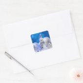 Kerstvakantie sneeuwman blauw wit thema vierkante sticker (Envelop)