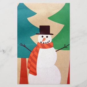 Kerstvakantie Sneeuwman & Bomen Briefpapier